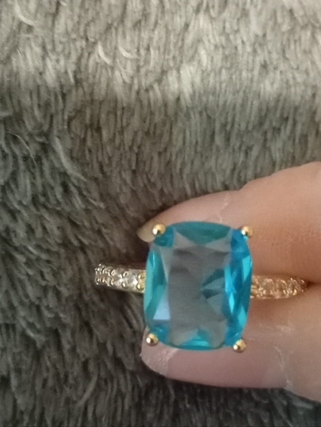 5/$20 Gold With Cushion Blue Gemstone Inspired Ring Size 8